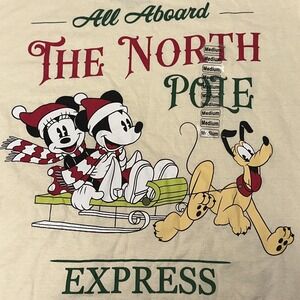 Disney T Shirt Mickey‎ Minnie Mouse All Aboard North Pole Christmas Adult Size M